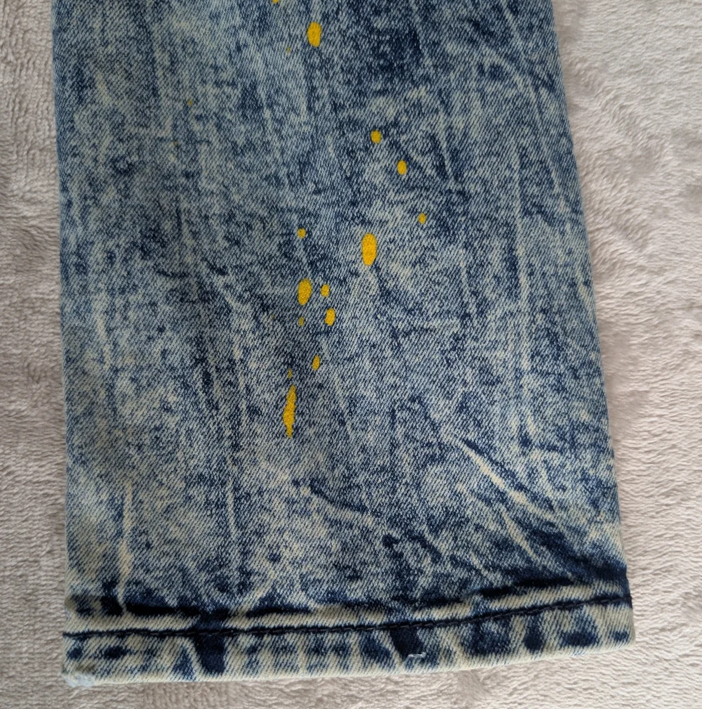 Womens Distressed Moto Skinny Jeans Streetwear Grunge Graffiti Acid Wash Sz 30 - Picture 13 of 13